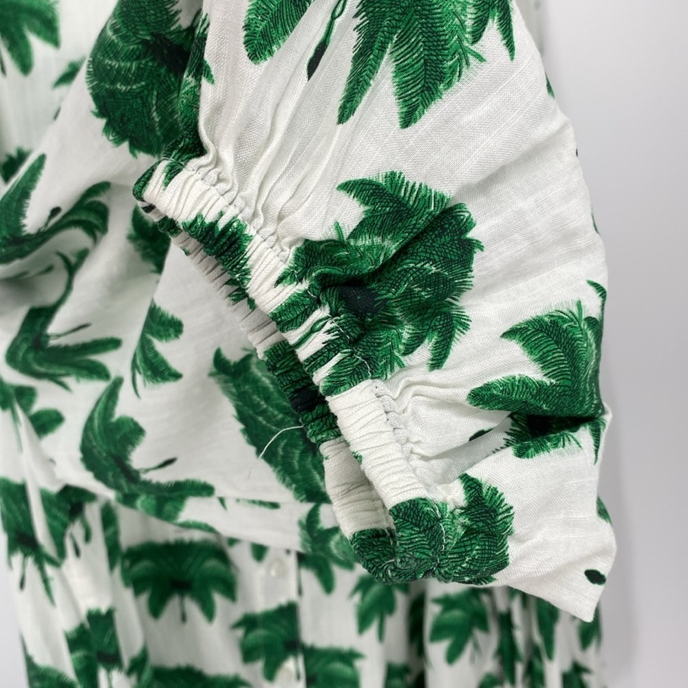 H&M White and Green Tropical Print Dress XL NWT - Picture 5 of 13